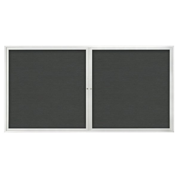 72"x36" 3-Door Enclosed Outdoor Letterboard, Grey Felt/Satin